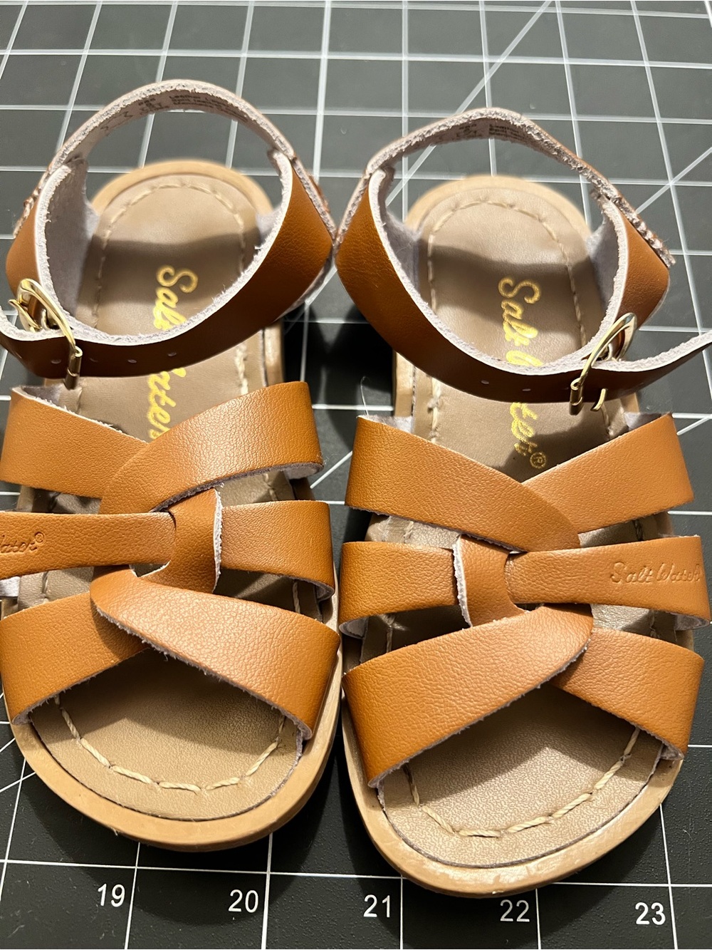 Salt Water Kids' Tan Braided Leather Sandals